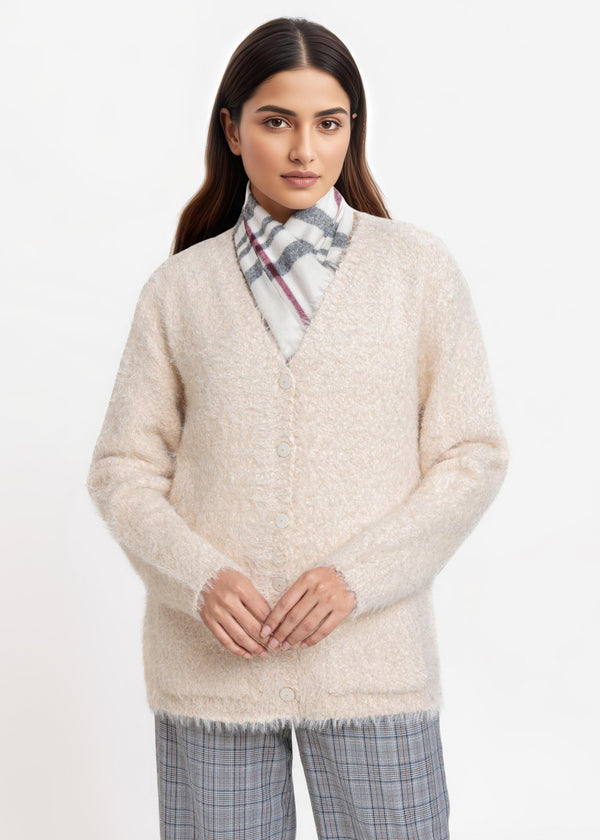 Beige-V-Cardigan Full Sleeves Sweater (25Y-020-67)