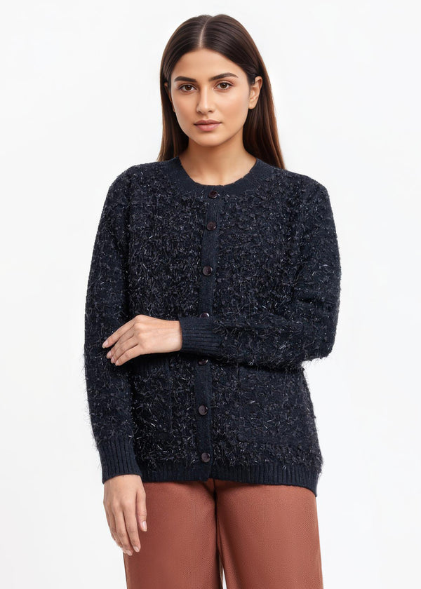 Black-Round Neck Full Sleeves Cardigan Sweater (25Y-021-67)