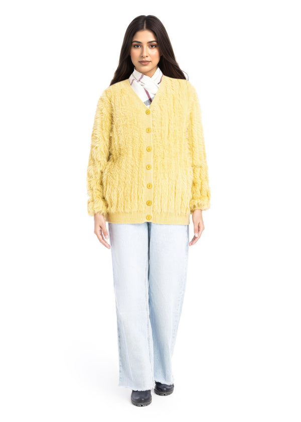 Lime-V Neck Cardigan Full Sleeves Sweater (25Y-024-67)