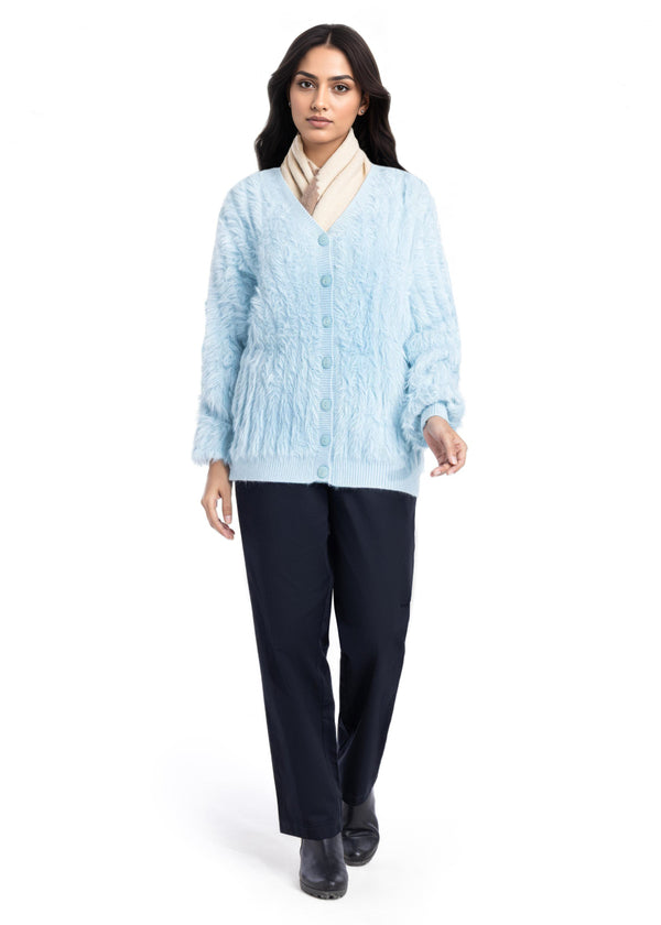 Sky-Blue-V Neck Cardigan Full Sleeves Sweater (25Y-024-67)