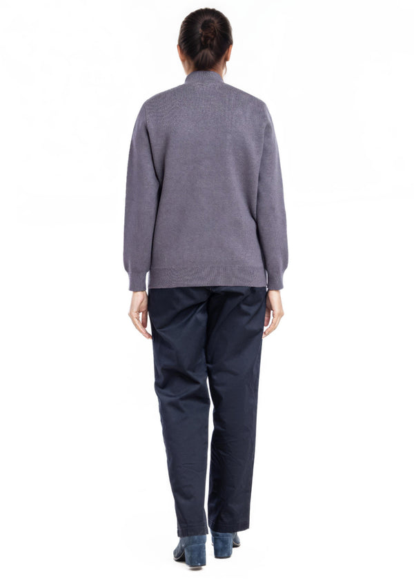 Charcoal-Turtle Neck Zipper Full Sleeves Sweater (25Y-026-67)