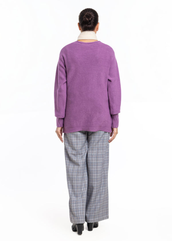 Mauve-V-Cardigan Full Sleeves Sweater (25Y-028-67)