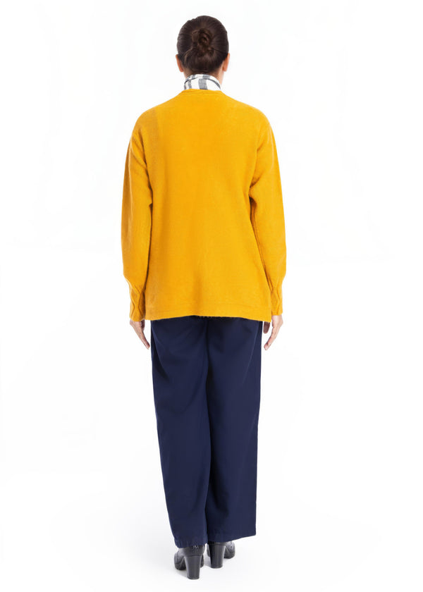 Mustard-V-Cardigan Full Sleeves Sweater (25Y-028-67)