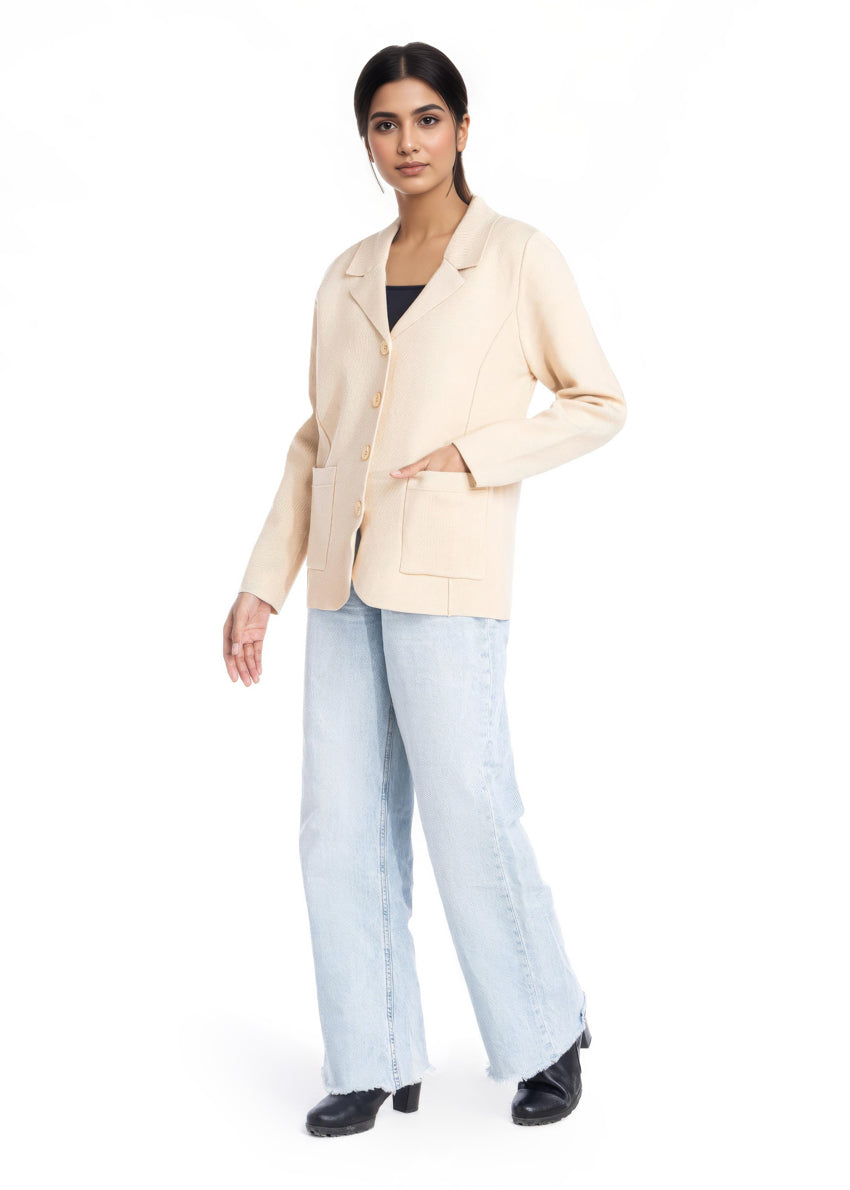 Bonanza Satrangi Beige-Notched Collar Full Sleeves Cardigan Sweater (25Y-030-67), view 1