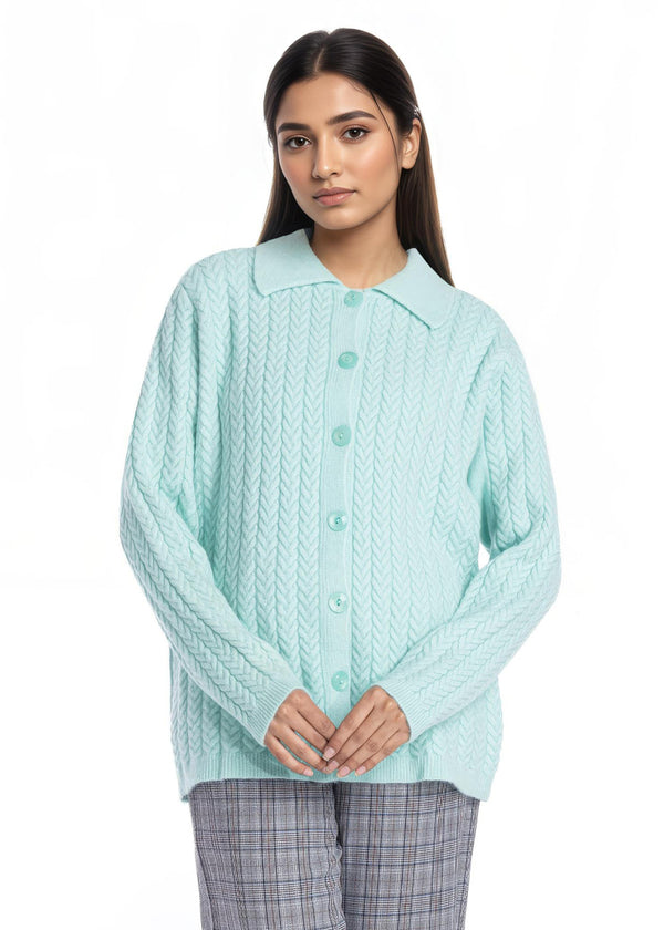 L-Turqs-Wing Collar Full Sleeves Cardigan Sweater (25Y-033-67)