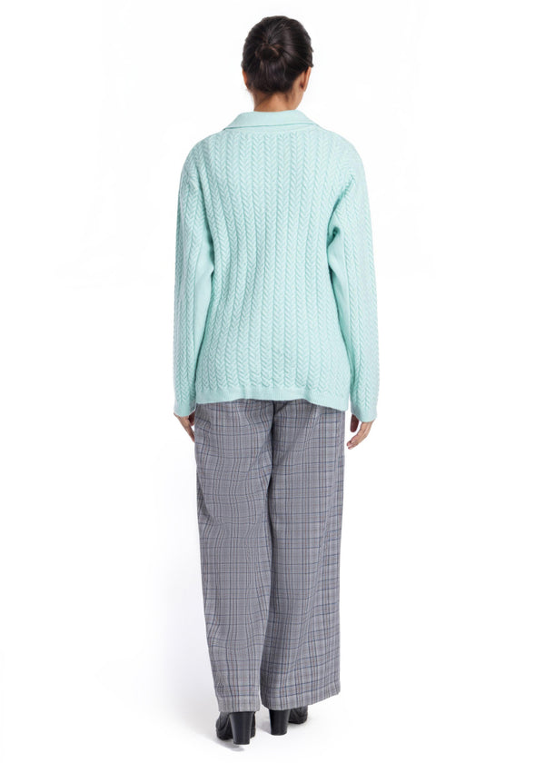 L-Turqs-Wing Collar Full Sleeves Cardigan Sweater (25Y-033-67)