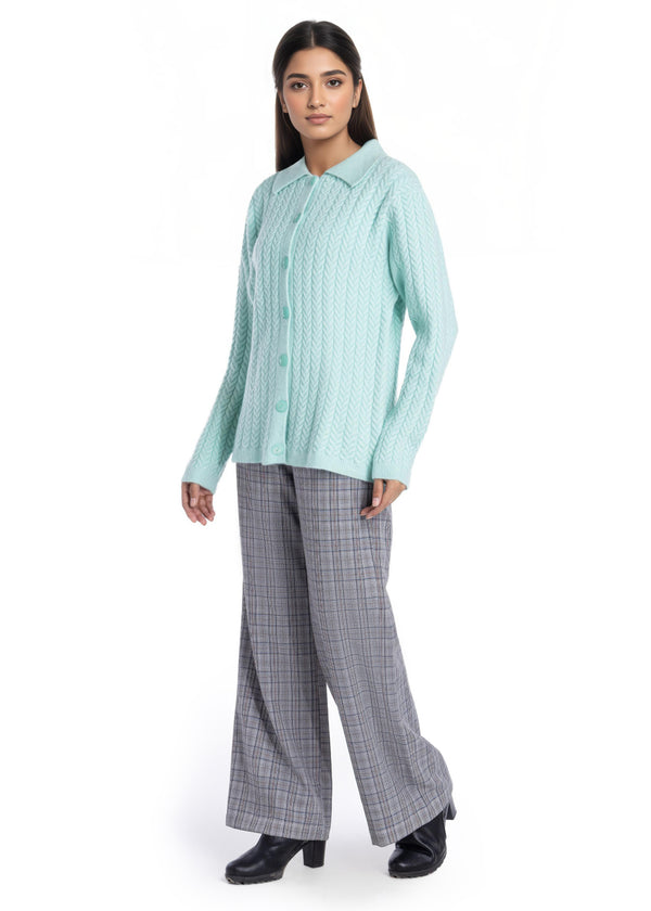 L-Turqs-Wing Collar Full Sleeves Cardigan Sweater (25Y-033-67)