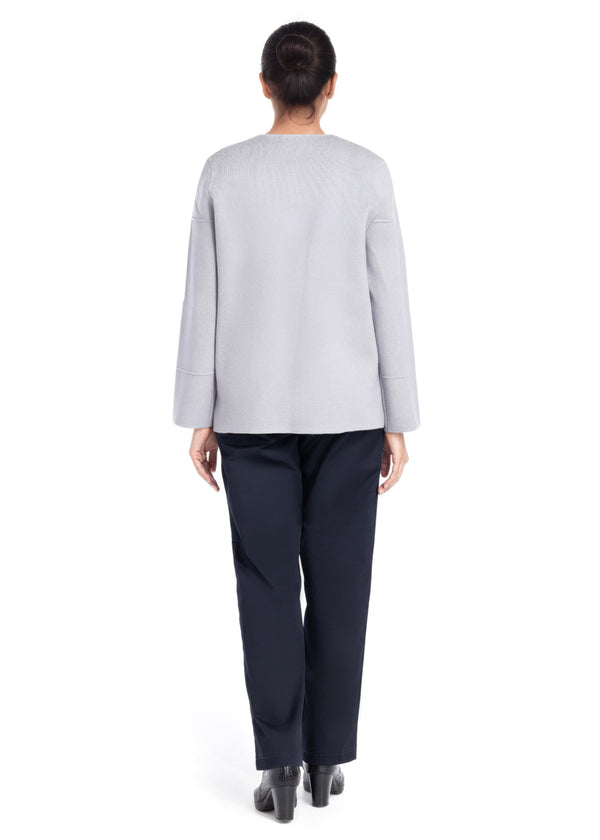 Grey-Round Neck Full Sleeves Cardigan Sweater (25Y-034-67)