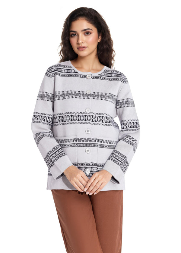 Ash-Round Neck Full Sleeves Cardigan Sweater (25Y-039-67)