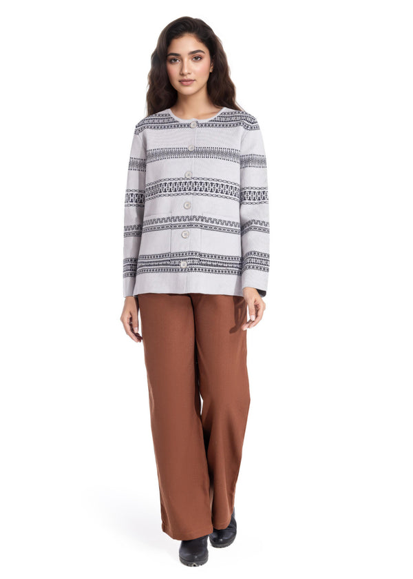 Ash-Round Neck Full Sleeves Cardigan Sweater (25Y-039-67)