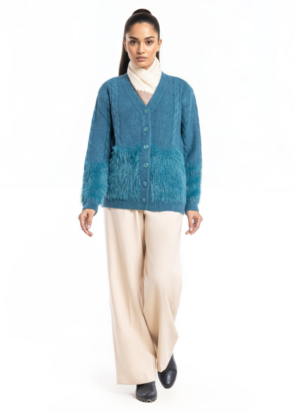 D-Green-V-Cardigan Full Sleeves Sweater (25Y-042-67)