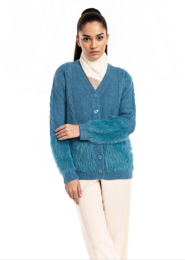 D-Green-V-Cardigan Full Sleeves Sweater (25Y-042-67)