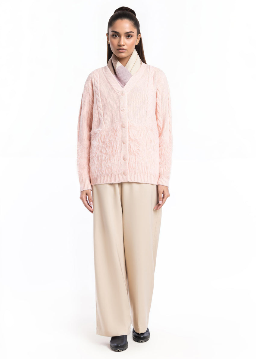 Bonanza Satrangi L-Pink-V-Cardigan Full Sleeves Sweater (25Y-042-67), view 1