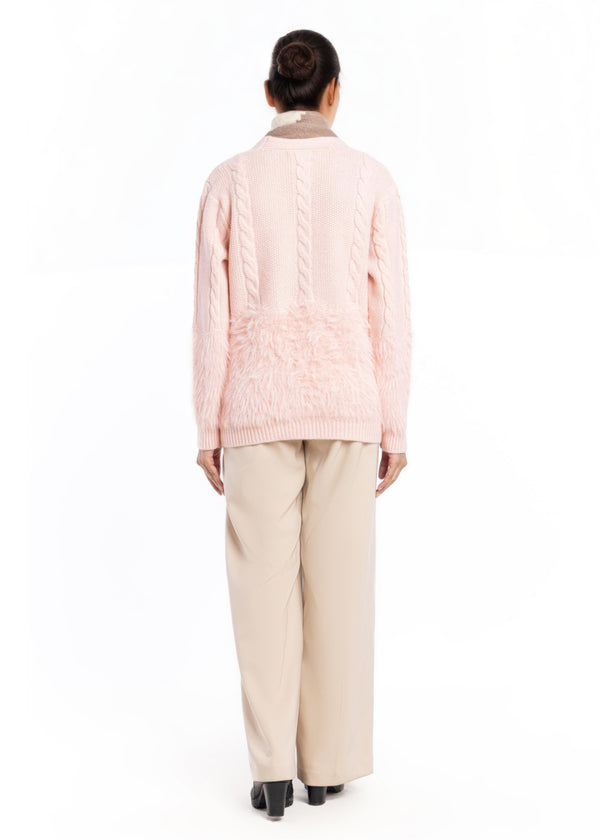 L-Pink-V-Cardigan Full Sleeves Sweater (25Y-042-67)