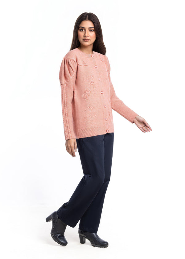 Rose-Round Neck Cardigan Full Sleeves Sweater (25Y-043-67)