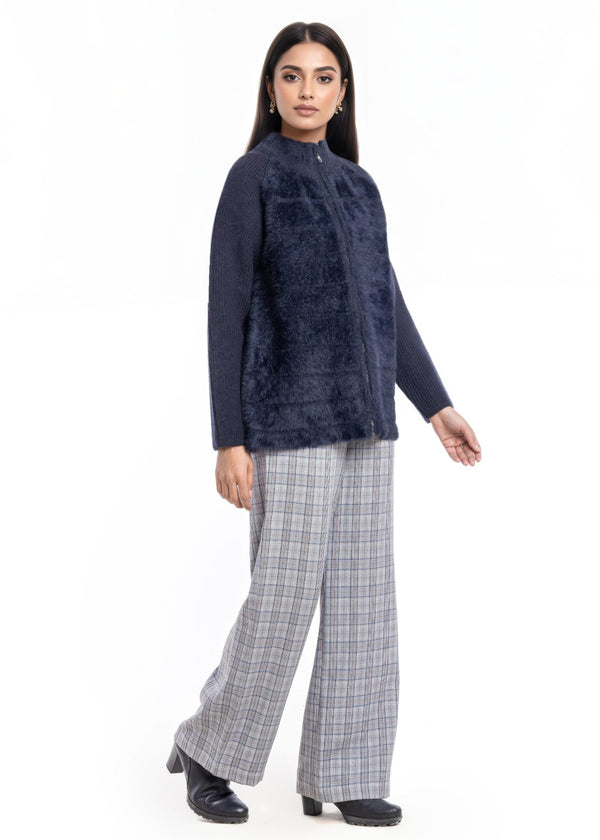 Black-Turtle Neck Collar Zipper Reglan Sleeves Sweater (25Y-044-67)