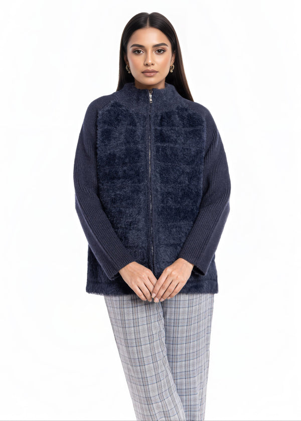 Black-Turtle Neck Collar Zipper Reglan Sleeves Sweater (25Y-044-67)