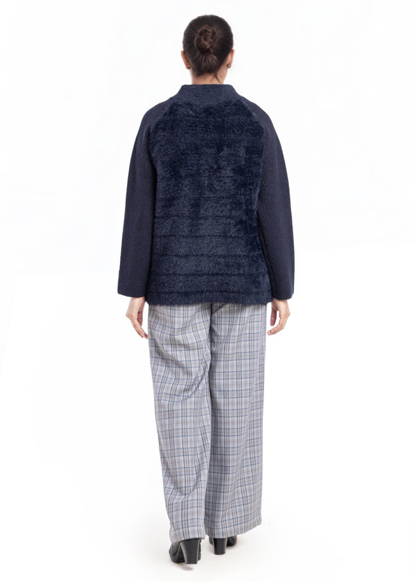 Black-Turtle Neck Collar Zipper Reglan Sleeves Sweater (25Y-044-67)