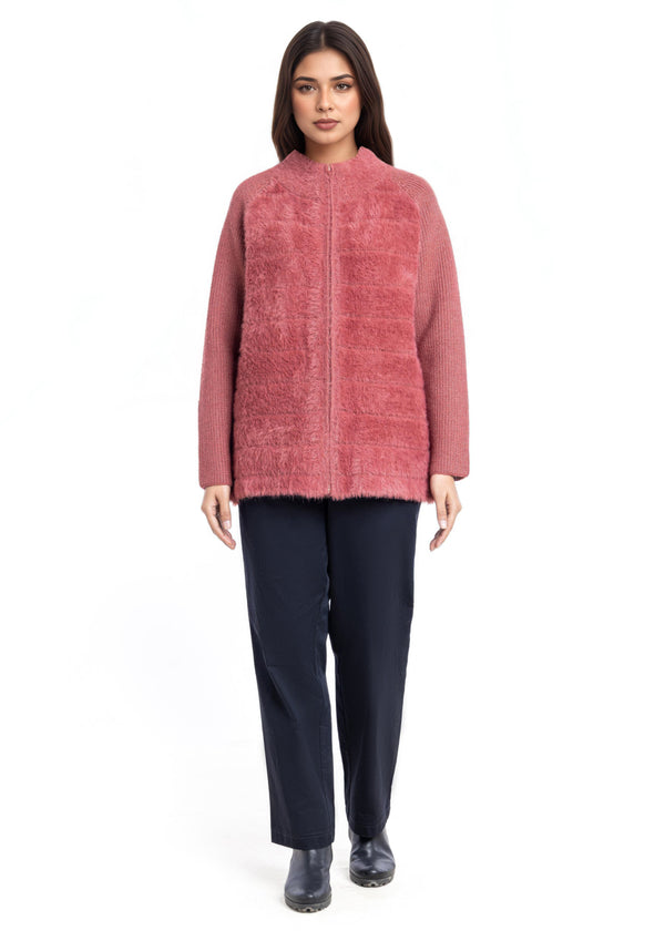 Brick-Turtle Neck Collar Zipper Reglan Sleeves Sweater (25Y-044-67)