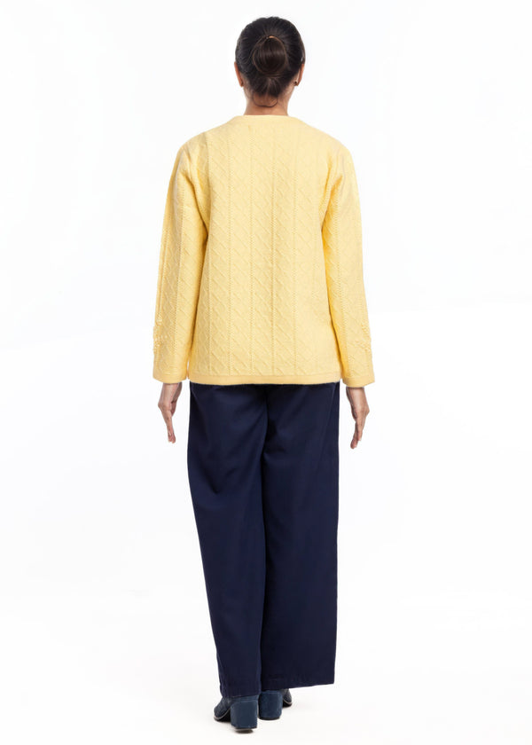 Lemon-Round Neck Cardigan Full Sleeves Sweater (25Y-051-67)