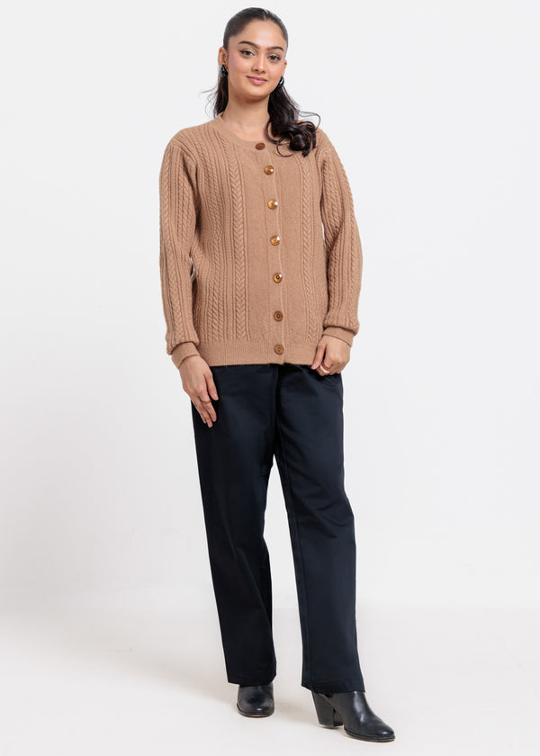 Coconut-Round Neck Cardigan Full Sleeves Sweater (25Y-054-67)