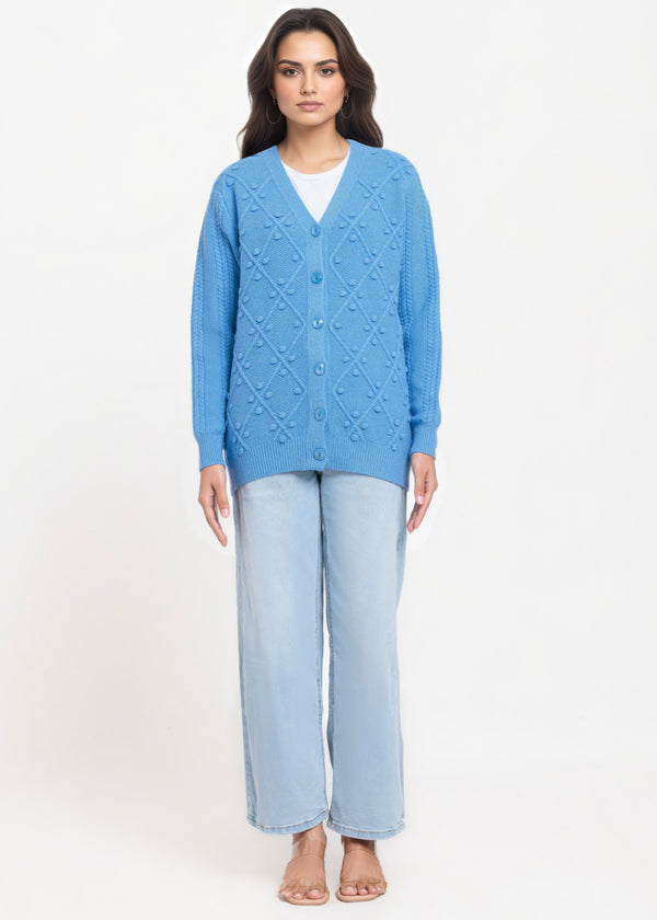 L-Blue-V-Cardigan Full Sleeves Sweater (25Y-056-67)