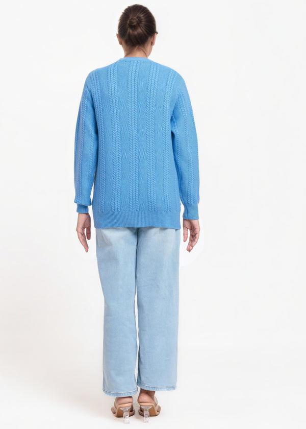 L-Blue-V-Cardigan Full Sleeves Sweater (25Y-056-67)