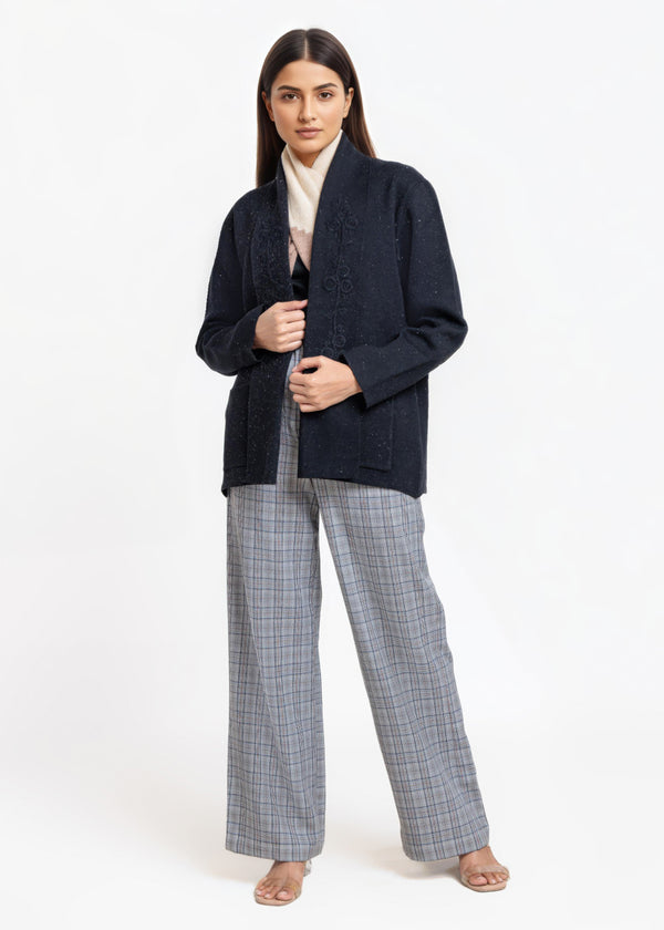 Black-V-Cardigan Full Sleeves Sweater (25Y-065-67)