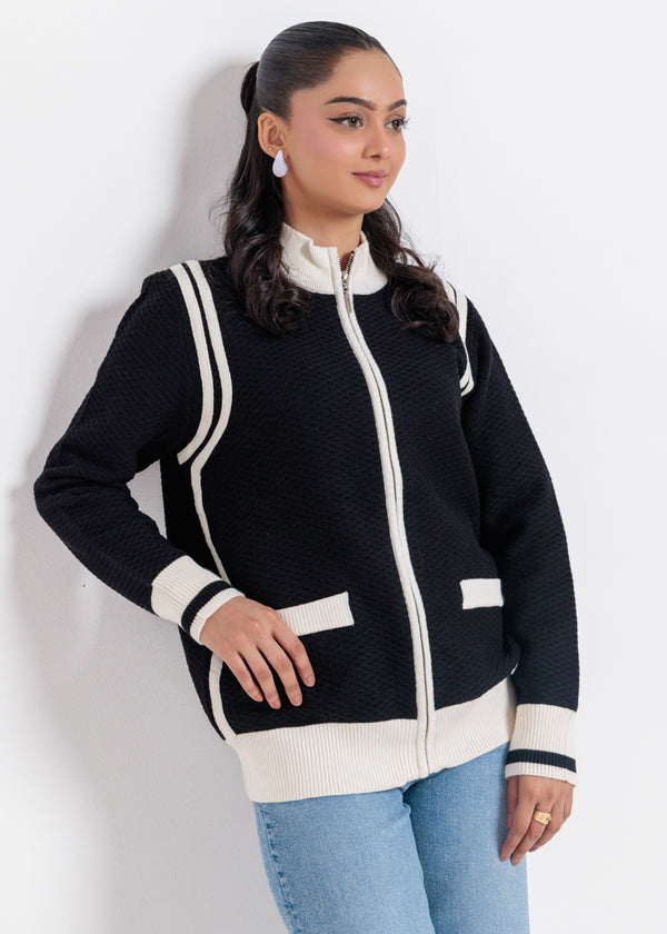 Black-Turtle Neck Zipper Full Sleeves Sweater (25Y-067-67)