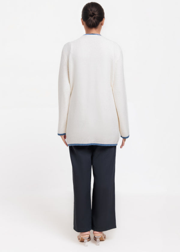 White-V-Cardigan Full Sleeves Sweater (25Y-075-67)