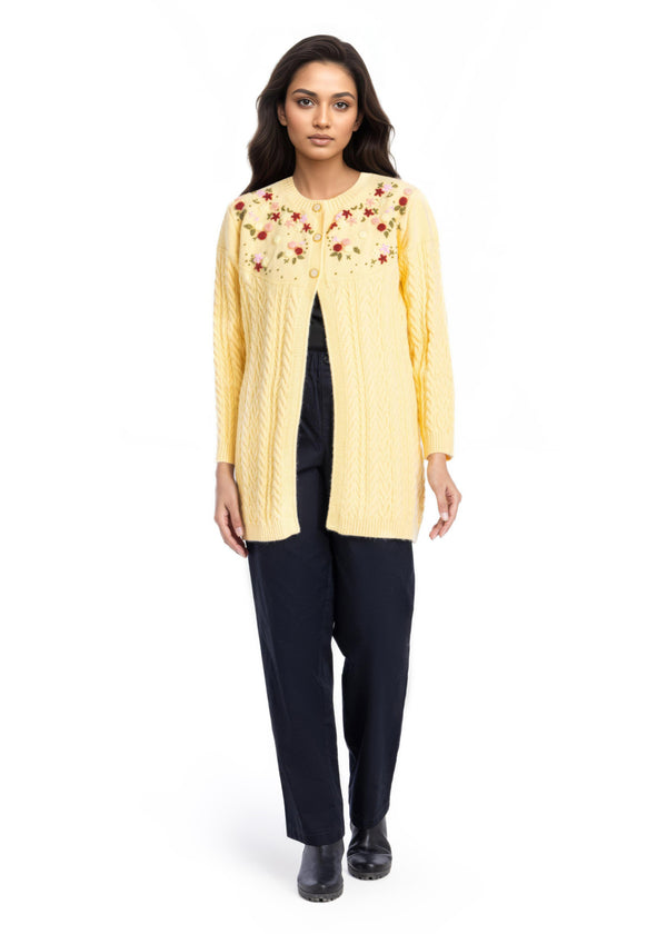 Lemon-Round Neck Full Sleeves Cardigan Sweater (25Y-077-67)