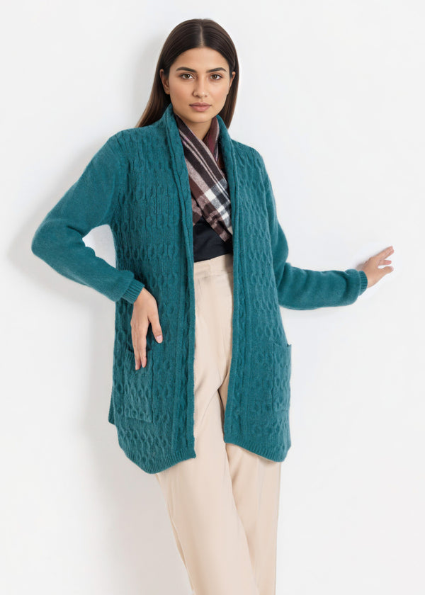 Green-Shawl Collar Full Sleeves Cardigan Sweater (25Y-078-67)