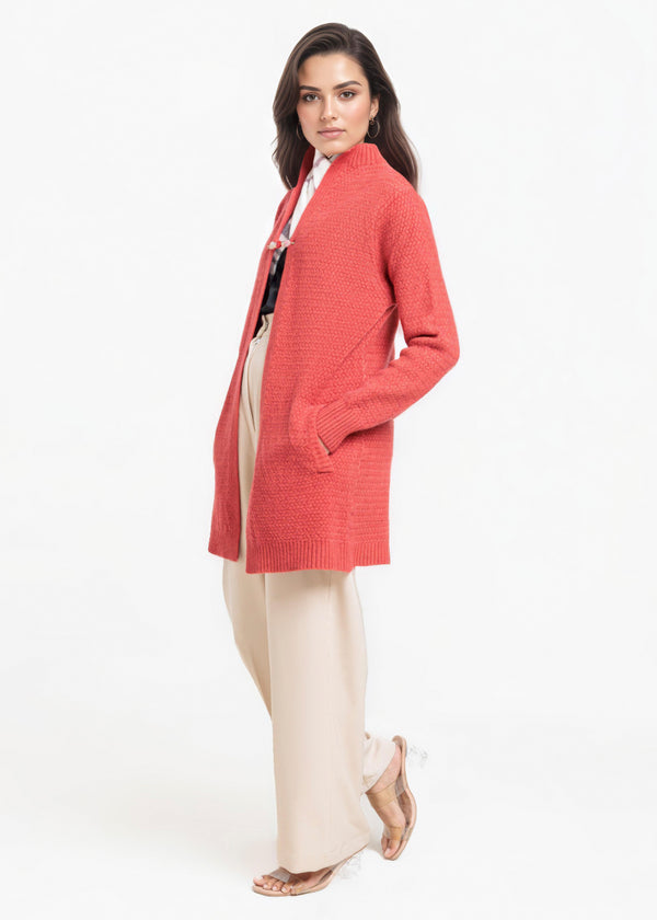 D-Rust-Round Neck Full Sleeves Cardigan Sweater (25Y-083-67)