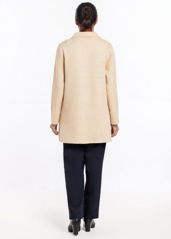 Beige-Wing Collar Full Sleeves Cardigan Sweater (25Y-093-67)