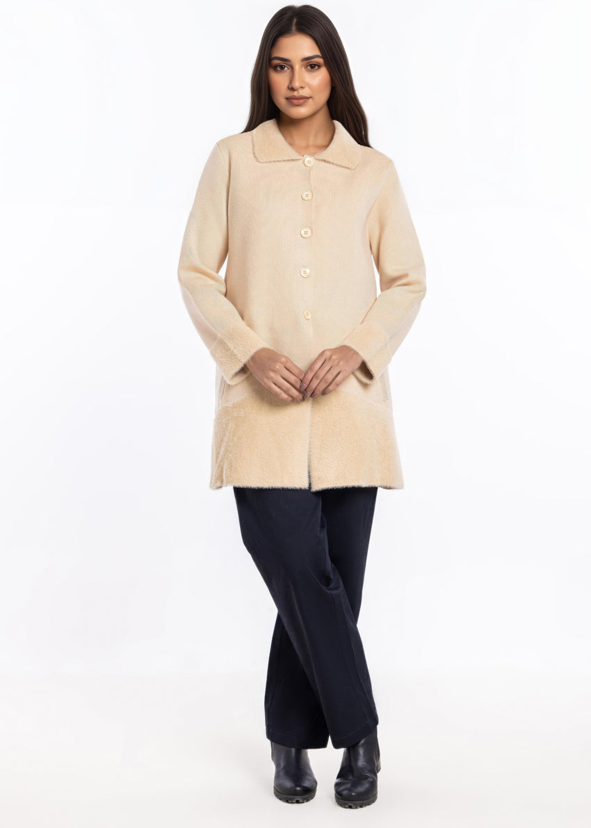 Bonanza Satrangi Beige-Wing Collar Full Sleeves Cardigan Sweater (25Y-093-67), view 1