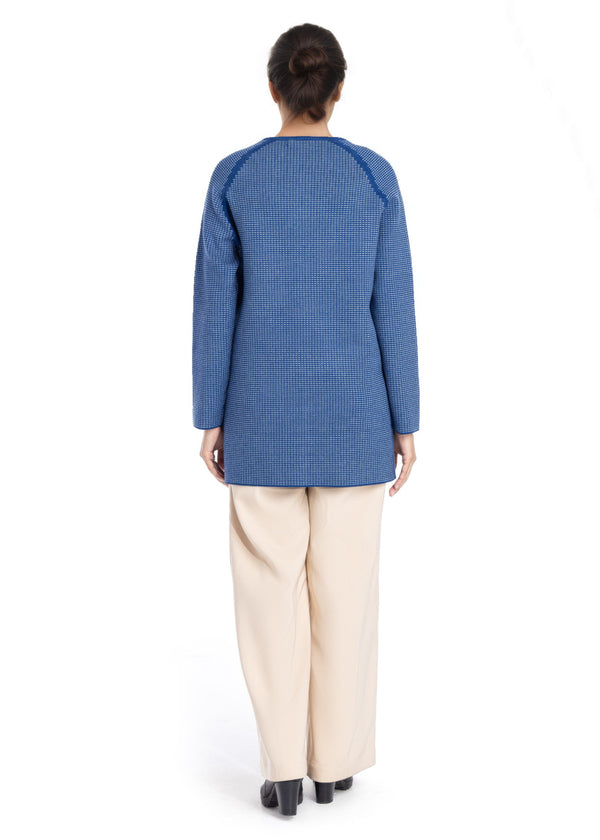 R-Blue-Round Neck Cardigan Reglan Sleeve Sweater (25Y-097-67)