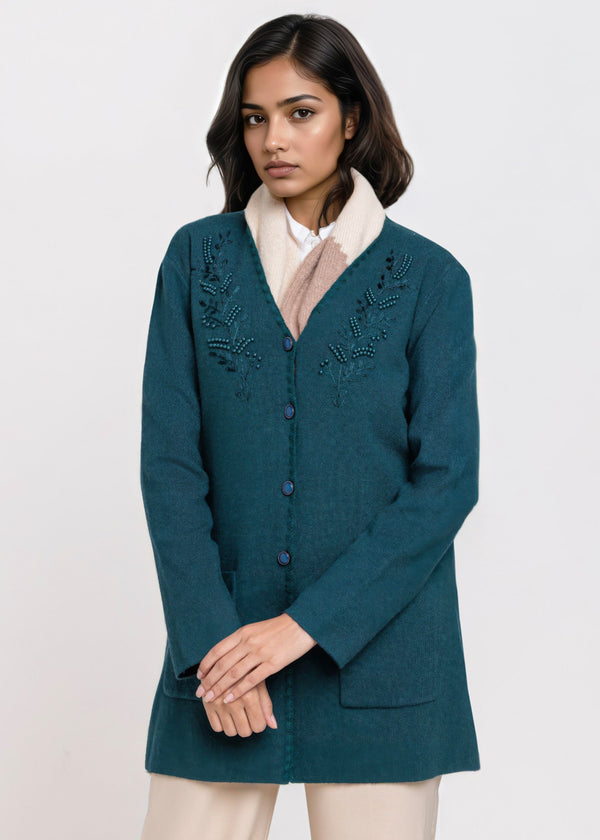 D-Green-V-Cardigan Full Sleeves Sweater (25Y-109-67)