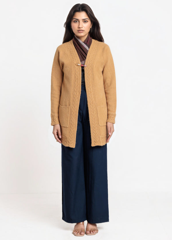 Khaki-V-Cardigan Full Sleeves Sweater (25Y-114-67)