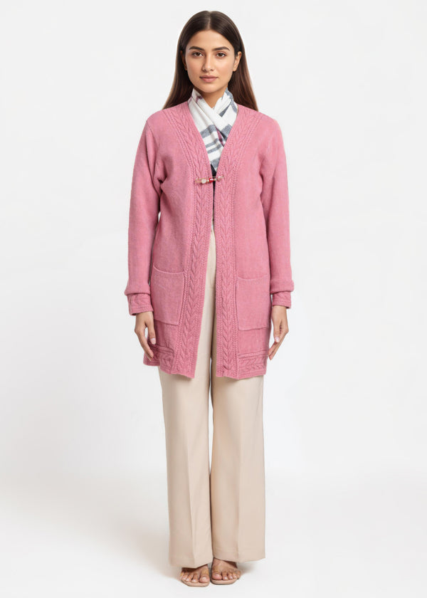 Pink-V-Cardigan Full Sleeves Sweater (25Y-114-67)