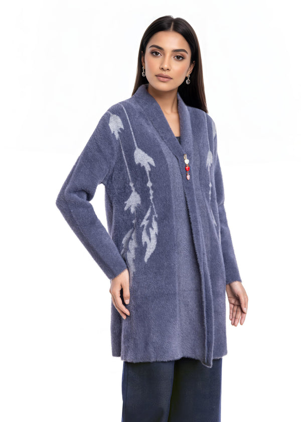 Charcoal-Front Open Full Sleeves Cardigan Sweater (25Y-115-67)