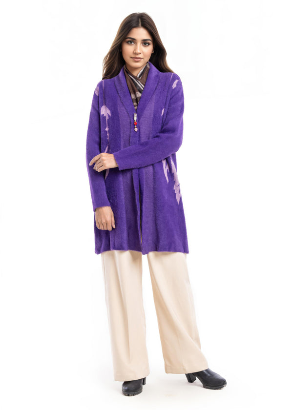 Mauve-Front Open Full Sleeves Cardigan Sweater (25Y-115-67)