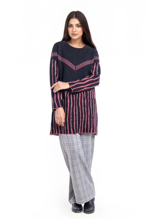 Black-Round Neck Cardigan Full Sleeves Sweater (25Y-117-67)