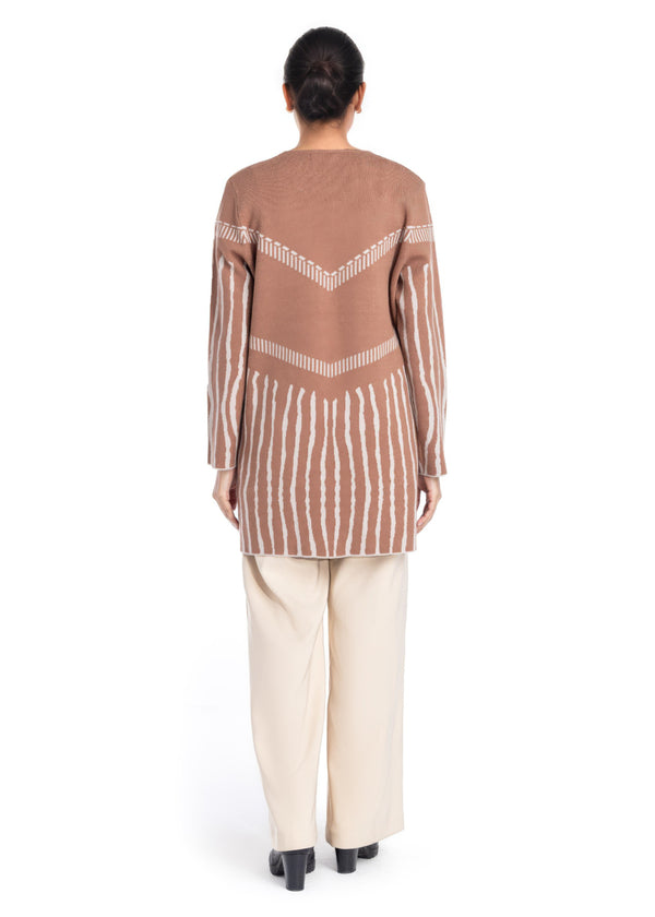 Brown-Round Neck Cardigan Full Sleeves Sweater (25Y-117-67)