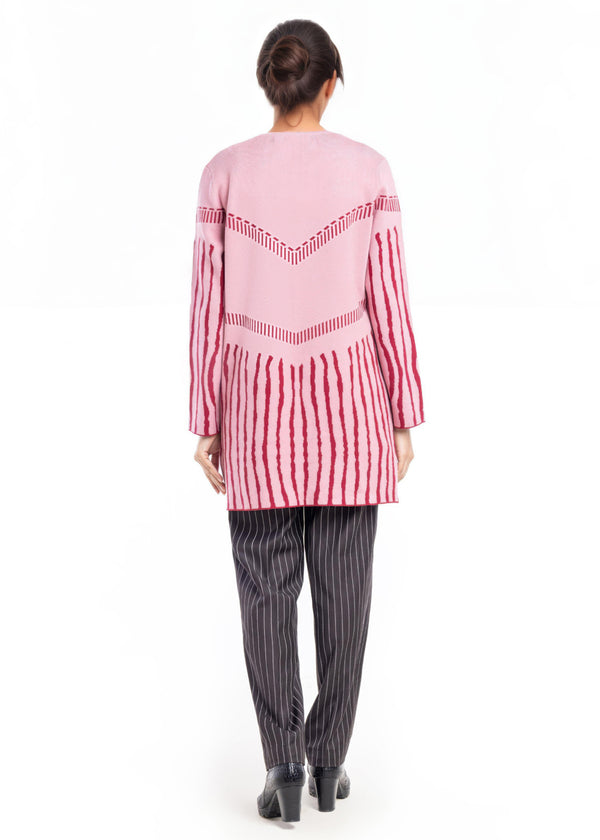 Pink-Round Neck Cardigan Full Sleeves Sweater (25Y-117-67)