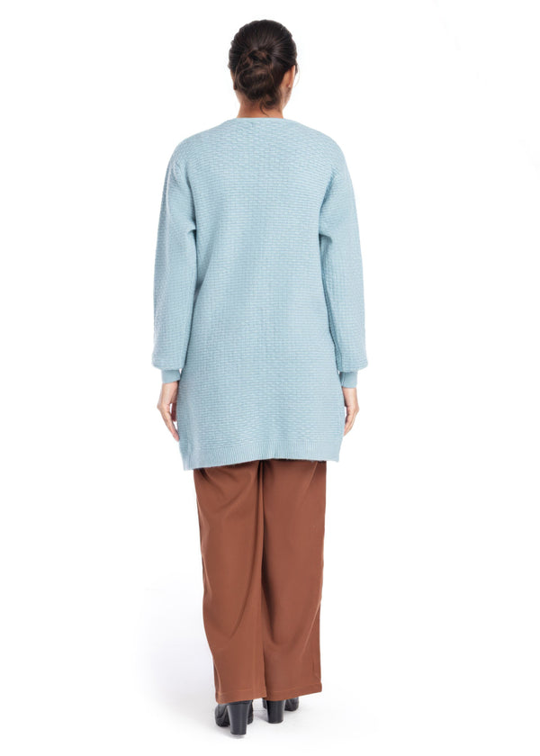 Aqua-Round Neck Cardigan Full Sleeves Sweater (25Y-118-67)