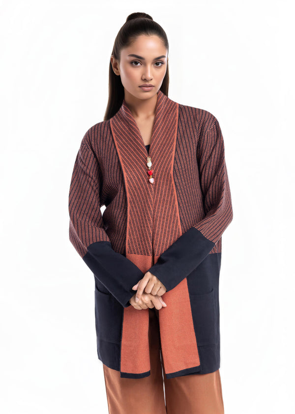 Black-Front Open Full Sleeves Cardigan Sweater (25Y-126-67)