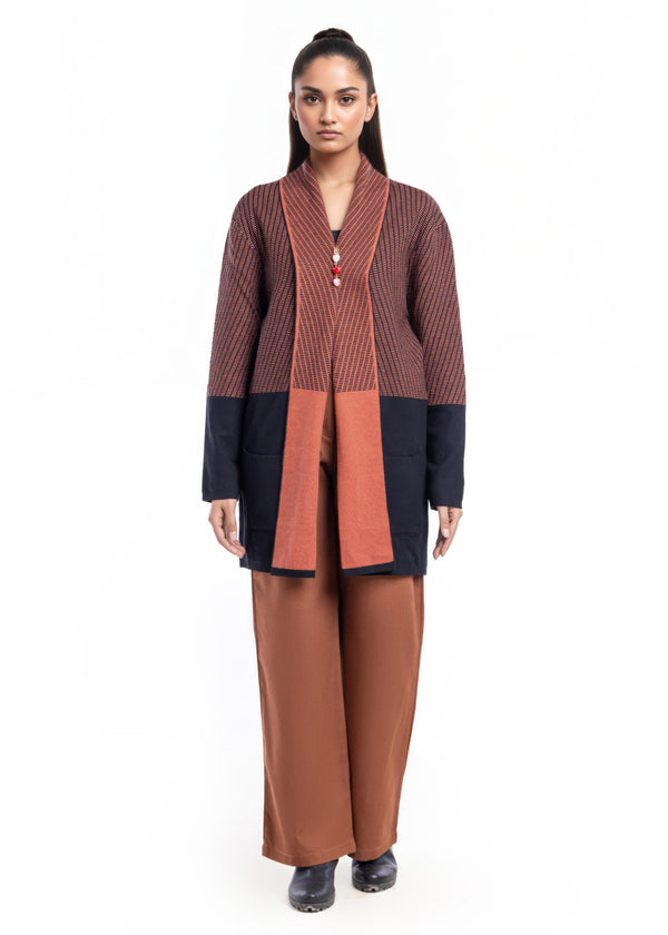 Black-Front Open Full Sleeves Cardigan Sweater (25Y-126-67)