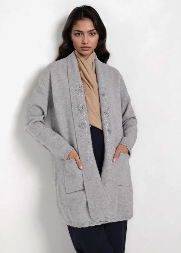 L-Grey-Cardigan Full Sleeves Sweater (25Y-127-67)