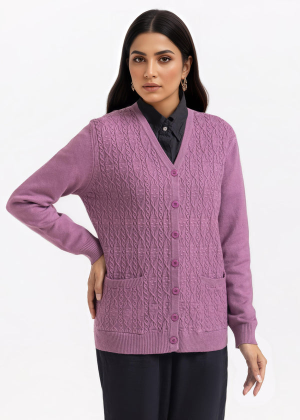D-Plum-V-Cardigan Full Sleeves Sweater (25Y-203-67)