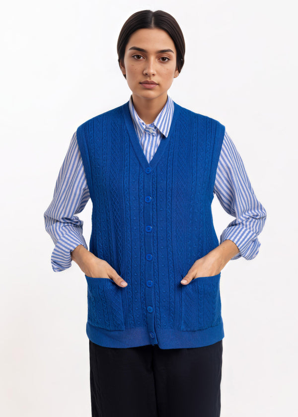 Blue-V-Cardigan Sando Sweater (25Y-206-67)